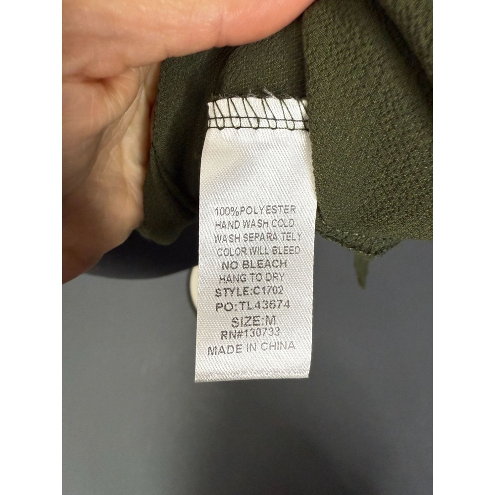 Umgee Womens Tank Top Blouse Tie Front Olive Green Size Medium - Picture 4 of 5
